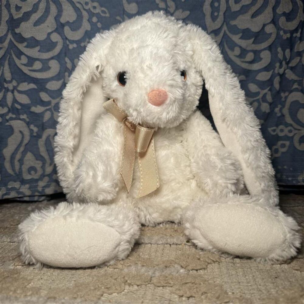 Douglas Cuddle Toys White Bunny Rabbit Plush 2016 Floppy Ears Bow